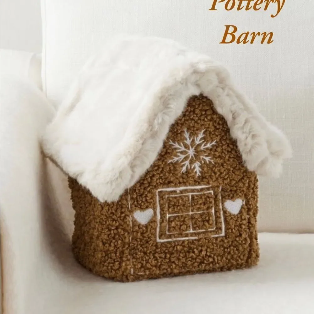 VHTF NWT Gingerbread House Cozy Teddy Decorative Pillow